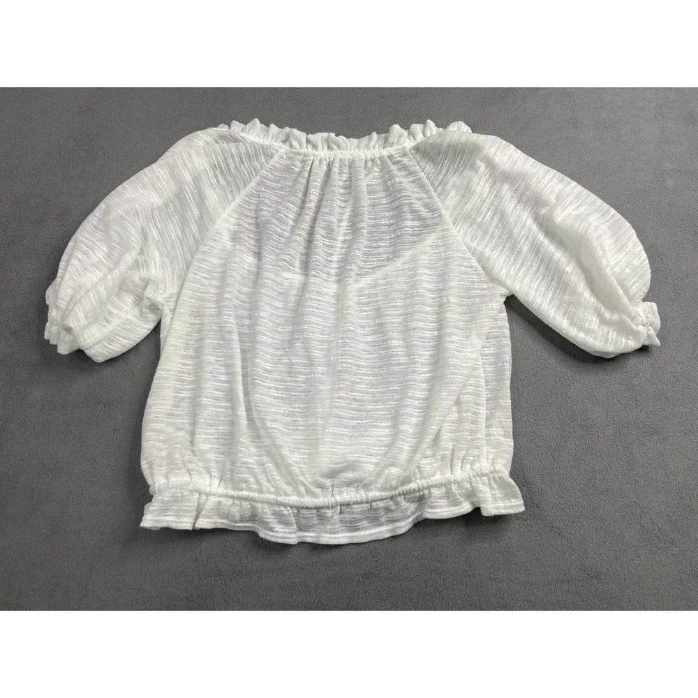 Free People Top Small White‎ Sun Valley Boho Peasant Ruffle Coquette Festival